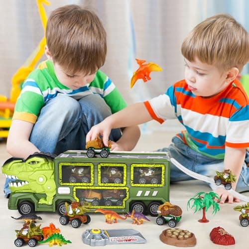 Aoskie Dinosaure Jouet Enfant 3 4 5 6 7Ans Garçon, Camion Cars Jouet avec Son et Lumières, Jouet Dinosaure Cadeau d'anniversaire, Fête, Noël