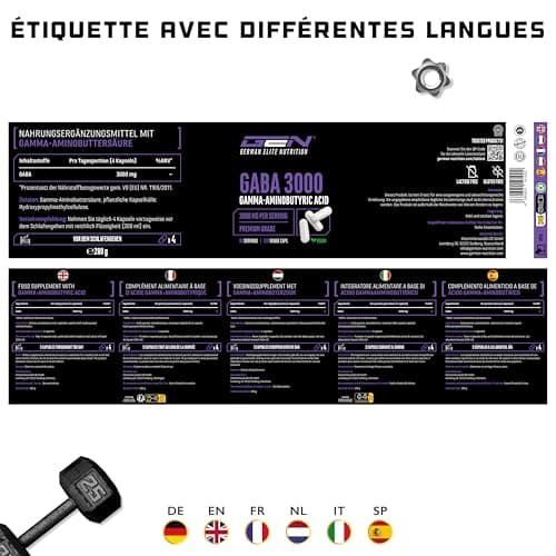 GABA 3000-320 gélules à 750 mg - Acide Gamma Aminobutyrique - Fortement dosé avec 3000 mg par portion journalière - Acide aminé de première qualité - Vegan