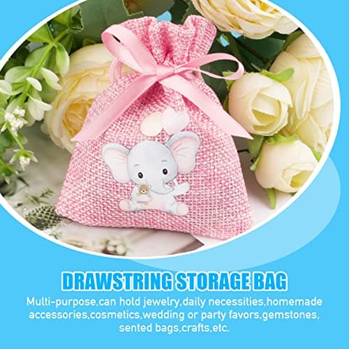 BETESSIN 24pcs Sachet Cadeau Dragée Jute Pochette Communion Baptême 8x10cm Confirmation Sac Mariage Anniversaire Bijoux Bonbon Chocolat Perle Faveur Décoration Fête (Rose)