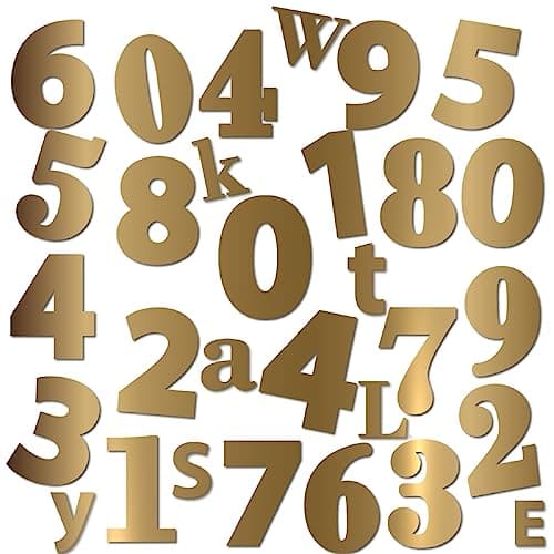 Chiffres & Lettres Découpés Numéro De Rue - Numéro De Maison PVC – Caractère À Personnaliser (XS - 6cm, Or mat)