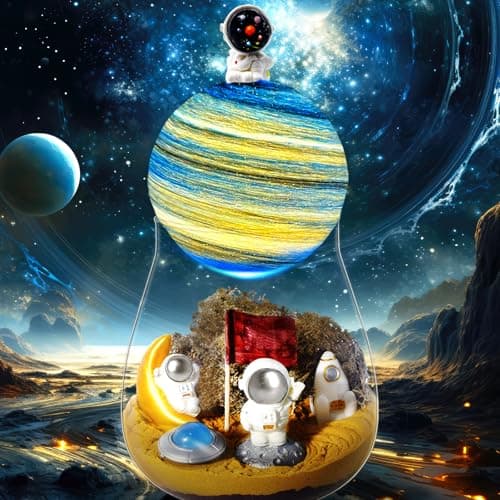 Kit de bricolage pour terrarium spatial pour enfants avec lampe lune DIY - Kit de bricolage astronautes lumineux pour enfants de 4 à 12 ans - Jouet éducatif pour les astronautes - Cadeau créatif pour