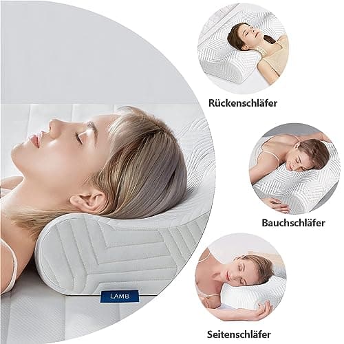 LAMB Nouveau pour 2024 Oreiller Cervical 50D Memory Foam,Oreiller Orthopédique pour la Nuque,Réglable en Hauteur, Taie d'oreiller Lavable, 50 x 35 cm