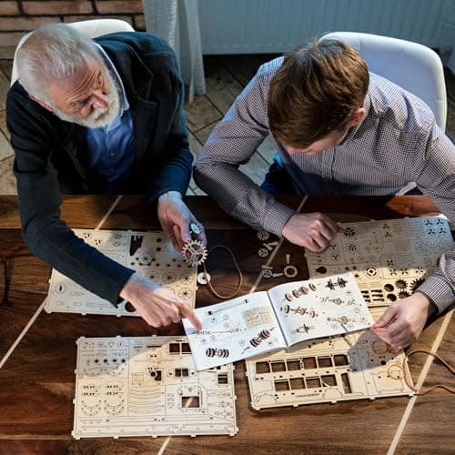 WOODEN.CITY Puzzles 3D pour adultes - Horloge murale industrielle vintage - Puzzles en bois - Kit de construction d'horloge mécanique