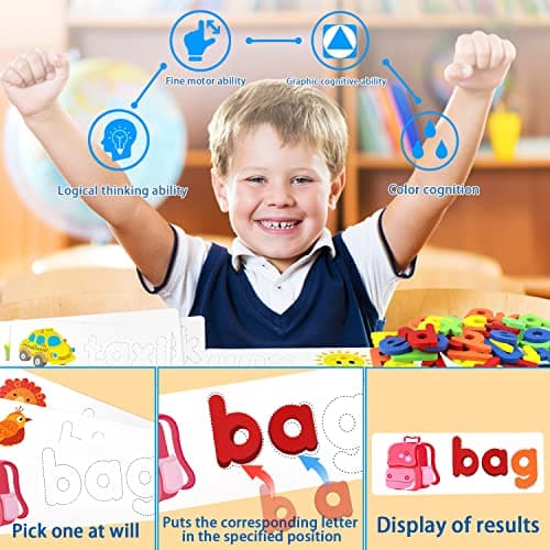 Puzzle Alphabet en Bois Enfant Jouet Bebe Montessori ABC Puzzles Chiffre Lettre Jeu pour Apprendre Lettres a Lire Jeux Educatif 3 4 5 6 Ans Tableau Apprentissage Lecture pour Bébé Garcon Fille