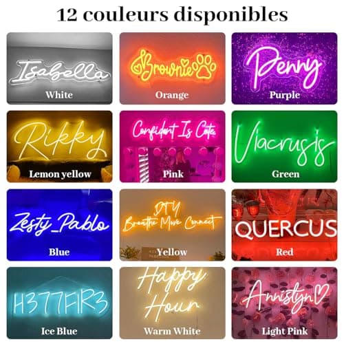 YGEQWK Enseigne Lumineuse Neon Personnalisable,Professionnel Personnalisé LED Prenom Neon Sign Pour Décoration Murale Chambre Club Bar Fête d'anniversaire(1-3 Line)