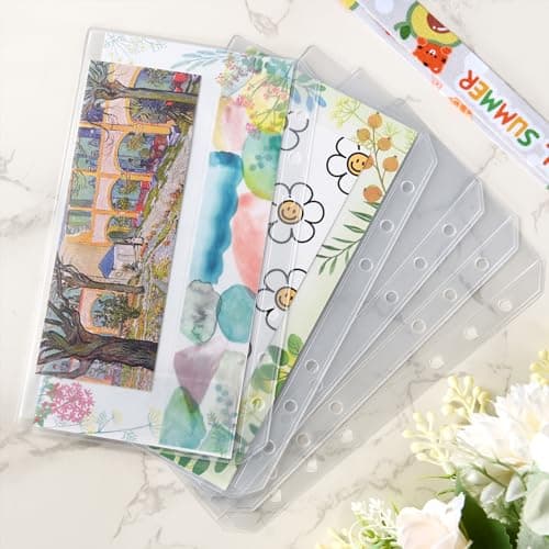 luvtree Pochette d'insertion de classeur transparent en PVC A6, enveloppe d'insertion de planification à 6 trous sans fermeture éclair, enveloppe de budget de trésorerie. 12 pièces