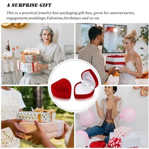 SURALIN 1 Pièce Boite Bague en Forme de Cœur, Boite a Bague en Velours Rouge, Emballage Cadeau Ecrin Bijoux Ecrin Bague Boite Coeur Proposition d'anniversaire et de Noël