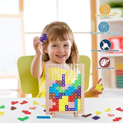 Montessori Puzzle Enfant 3 4 5 Ans, Tetris Tangram Puzzle Jigsaw Acrylique Jouets d'Entraînement Cérébra Jouets éducatifs Cadeaux pour Tout-Petits Garçons et Filles