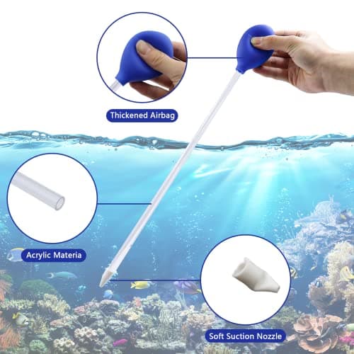40 CM Coral Feeder 2 Escarpins de Couleurs Différentes Changeur d'eau pour Aquarium Réutilisable,Convient pour Aquarium, Accessoires D'aquarium(Noir et Bleu)
