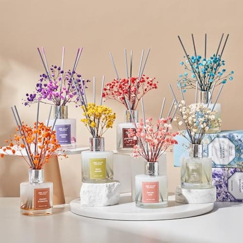 Airkeep Diffuseur de Parfum Clean Linen, Diffuseur Parfum Maison avec 8 Bâtonnets Diffuseur Parfum, Decoration pour Chambre, Salon, Salle de Bain, Bureau, 100ml