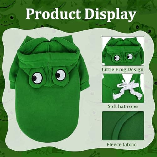 Grenouille sweat à capuche basique pour chien, Veste Chaude pour Animaux, Sweat à Capuche pour Chien, pour Chats Petits Chiens Moyens, Convient pour 12 à 16 livres, vert, XL