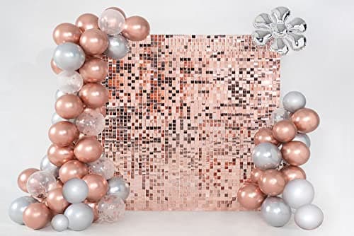 Kate Étincelant Or Rose Paillettes Décoration Fête d'anniversaire Mariage Fond De Luxe Dîner Lieu Fond Shimmer Mur Fond Vidéo Tournage Décoration De La Maison 30cm*30cm*12Pièces