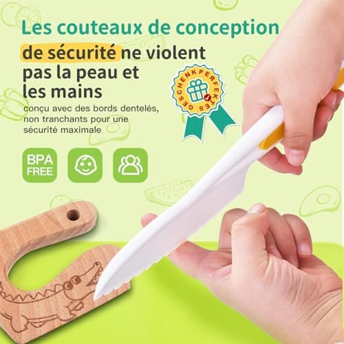 Kit Couteau sécurité de Cuisine pour Enfants - 17 Pièces Couteau Montessori Enfants pour couper et cuire des fruits ou légumes | Couteau Enfant qui ne Coupe pas, Couteaux enfants à partir de 2 ans