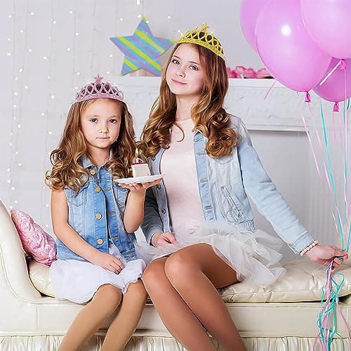 DOYUKY 6 Pièces Princesse Couronne, Bandeau Couronne Enfants, Diadème Princesse Enfants, Elastique Bandeau Couronne pour les Festivals d'Anniversaire de Fête de Fille