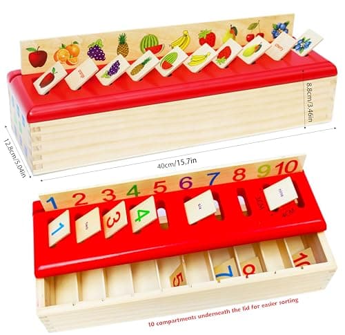 Toys of Wood Oxford Boîte de tri en Bois pour bébé - Jouets éducatifs Montessori - Jeu d'apprentissage pour Les Chiffres Les Formes. Coffret en Bois pour Le tri par catégorie - Jeu d'association.
