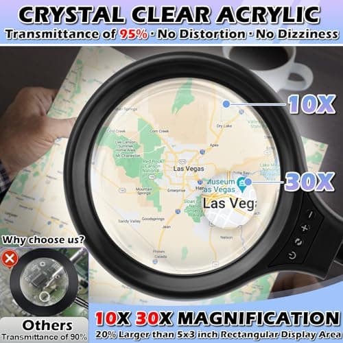 NZQXJXZ 30X 10X Lampe Loupe avec Lumière et Support, 2 en 1 Loupe de Sol Flexible à col de Cygne avec 36 LED, 3 Modes de Couleur, Loupe Grossissante pour Lecture, Couture, Artisanat, Loisirs
