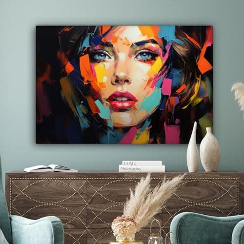 MuchoWow© Impression sur Toile Decoration Murale Peinture 120x80 cm Tableaux Decoratifs Muraux Déco Chambre Tableau Salon Femme - Art - Abstrait - Portrait