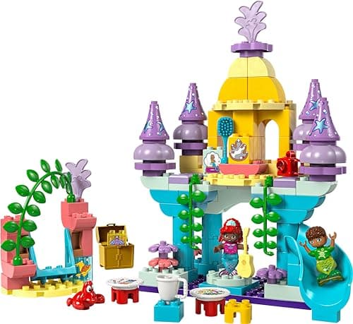 LEGO Duplo, Disney Le Palais sous-Marin Magique d’Ariel - Poupée La Petite Sirène - Jouet d'Activité et de Développement - Mes Premières Briques pour Enfants dès 2 Ans Passionnés de Jeu de Rôle 10435