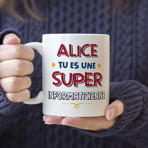Mugffins Tasses Personnalisables pour INFORMATICIENNE femme - En Français - Cadeau Personalisé- Tu es Super - 11 oz / 330 ml