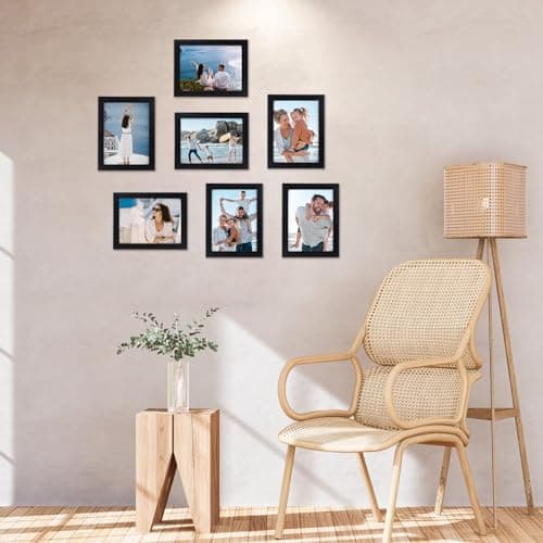 Giftgarden Cadre Photo 15x20 cm Lot de 7, Cadres Photo Noir à Poser sur Table ou au Mur pour Chambre, Bureau ou Galerie