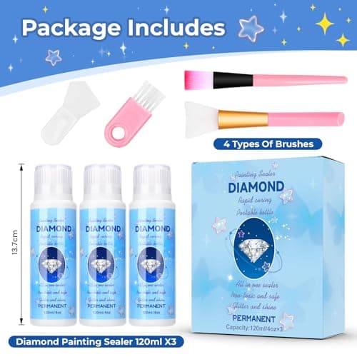 TEGOVE Scellant pour peinture diamant Conserve,Scellant pour Peinture Diaman,360ML Peinture Diamond Painting Diamant et Pierres de Brillance Tenue Permanente Convient à tous Peinture Diamant Annexes