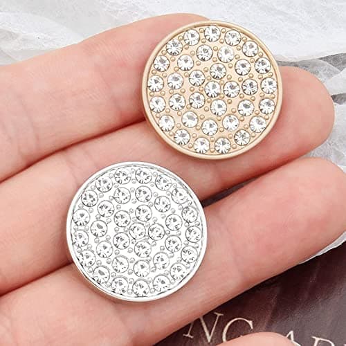 ftiemlovde 10 Gros Boutons Argent Mercerie Pour Blazer MéTal à Coudre Avec Strass,Couvre Boutons Couture de Manchettes Femme Chemise Smoking,Perfect Homme Boutons Pantalon Pour Capitonnage(G10S 12mm)