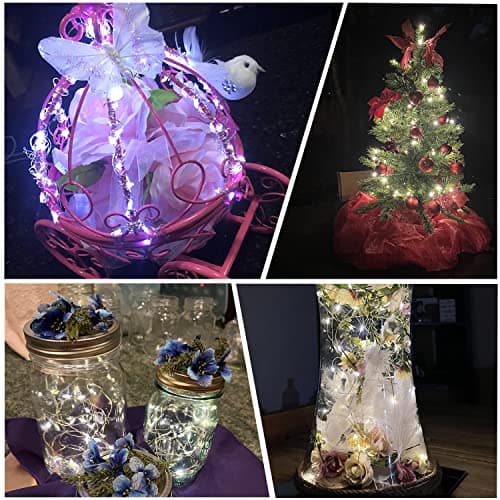 Hossom 12 Pièces Guirlande Lumineuse à Fil, Guirlande Led à Pile, Guirlandes Lumineuses pour éclairage intérieur et extérieur, Jardin, Chambre, Décoration de Mariage, Fête, Noël, Décoration d'arbre