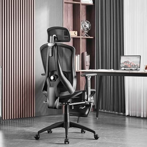 HOMESTOOL Chaise de Bureau Ergonomique Fauteuil Bureau avec 2-Axe Soutien Lombaire Réglables, Siege Bureau en Maille Carbone Chaise Ordinateur à Hauteur Assise Siège Cascade Capacité de 150kg