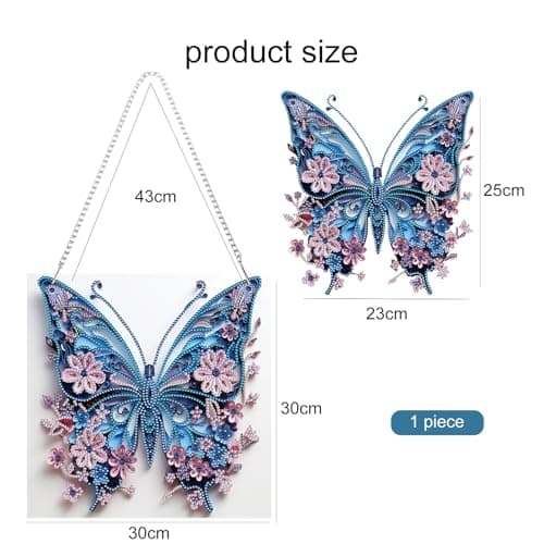 Aikeis DIY Diamant Art Pendentif Peinture à Suspendre Papillon Violet Cristal Spécial Pierre Précieuse Bricolage Peinture Kit de Peinture Décor de Mode