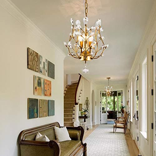 Ganeed lustres en cristal K9 pendentif en cristal lustre luminaires plafonnier pour salon chambre restaurant couloir or 3 lumières