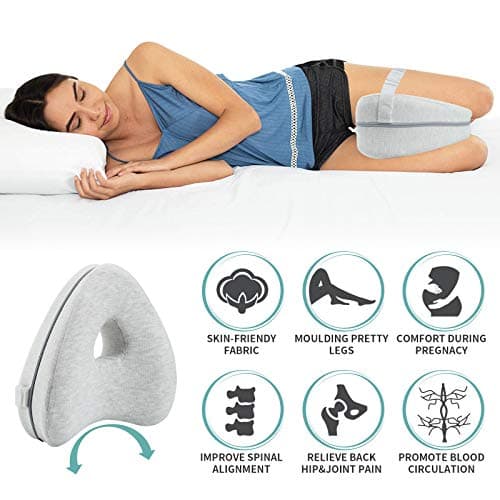 Oreiller de Jambe Oreiller de Genou Oreiller de Couchage Latéral Ergonomique avec Oreiller en Mousse à mémoire de Forme optimale pour Dormeurs sur Le côté Oreiller de Positionnement avec Housse