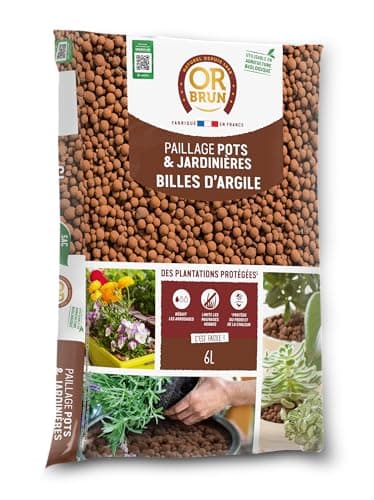 Or Brun Billes d'argile - 6L - Favorise Le Drainage & L'Humidité - Utilisable en Agriculture Biologique OBRPARG6U