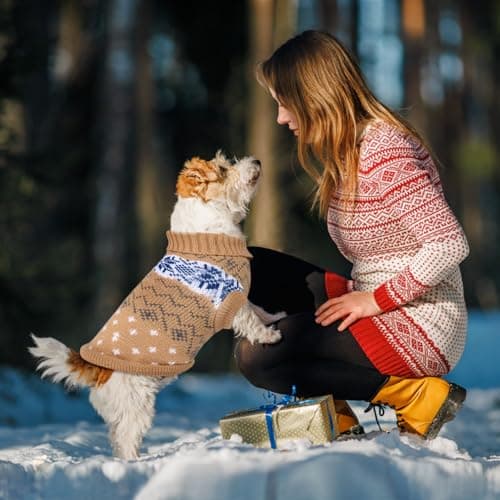 Idepet Chien Pet Pull, Hiver Chaud Chien Chat Cavaliers Vêtements, Confortable Manteau pour Animaux De Compagnie Costume Chiot Jumper Chaton Pull Vêtements pour Petits Chiens Moyens Grands Chats