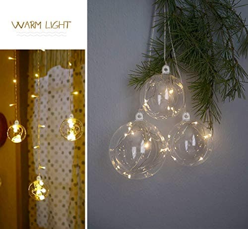 ilauke 20 Boules de Noël en Acrylique Transparentes avec Plumes,Fil de Perles,Flocons de Neige,Boule Plastique Transparent Acrylique Remplissable Boule pour Décoration Saisonnière,Mariage,Fête (80mm)