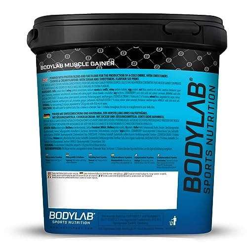 Bodylab24 Pure Muscle Gainer Banane 2000g, 33g de glucides naturels, 40g de protéines et 12g de lipides pour 100g, enrichi en créatine monohydrate, shake parfait pour la prise de masse