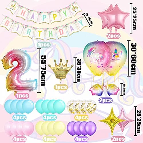 SWOKKTS Decoration Anniversaire Licorn 2 Ans Fille, Kit Anniversaire Licorn Rose, Ballon Deco Licorn Anniversaire Fille 2 An, Ballon Licorn Geant, Licorn Birthday Party Décorations (Ballon Chiffre 2)