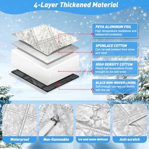 Couverture Pare Brise Voiture, Bâche Pare Brise Protection, Pare-Soleil Anti Givre Neige Anti Glace UV Soleil, Couverture Repliable Universelle pour la Plupart des Voitures et SUV 177x109x141CM