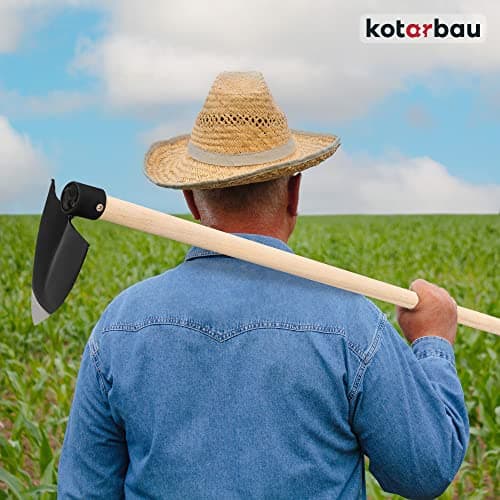 KOTARBAU® Binette 138 x 110 mm Cœur Houe en Acier avec Manche en Bois 110 cm Accessoire de Jardin Outil de Jardinage Accessoires de Plantation