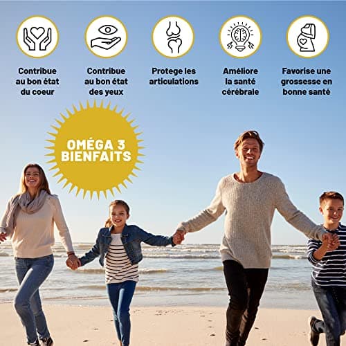 Omega 3 Vegan Huile d'algues 400 mg DHA par capsule, 60 capsules, soit 2 mois d'huile vegetale. Remplace huile de foie de morue, convient à tous les régimes vegan/végétariens.