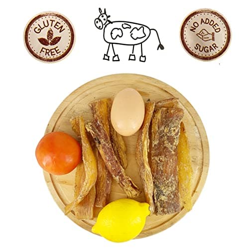 Friandise Mastication Chien Naturel. Cou de Buffle, Bâtonnets à Mâcher pour Les Petits, Moyens et Grands Chiens. 200g.