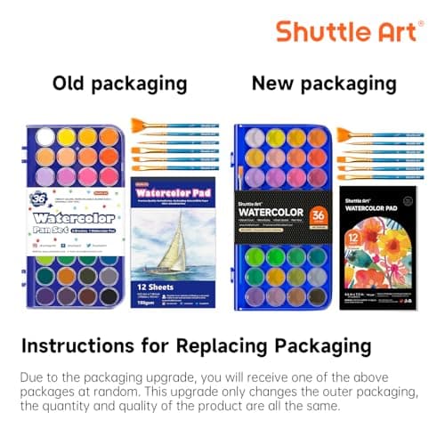 Shuttle Art Aquarelle Peinture, 36 Couleurs Set de Peinture Aquarelle avec 6 Pinceaux et 1 Bloc Aquarelle, Aquarelle Palette Parfait pour Enfant et Débutant pour Peinture et Loisirs Créatifs