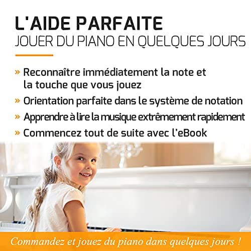 Autocollants pour notes de piano + clavier pour 49 | 61 | 76 | 88 touches + Ebook gratuit | kit complet premium pour touches noires + blanches | DO-RÉ-MI-FA-SOL-LA-SI | instructions français