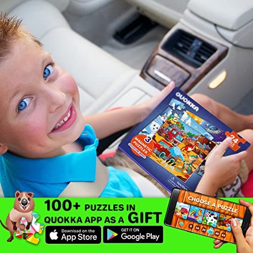 QUOKKA Puzzle Magnétique pour Enfants de 2 à 3 Ans - Jeux Magnétiques de 3 à 5 Ans - Jeux de Voyage Livre Magnétique de 4 à 6 Ans - 24 pièces Puzzle Magnétique Dinosaure Animale - Cadeau magnétique