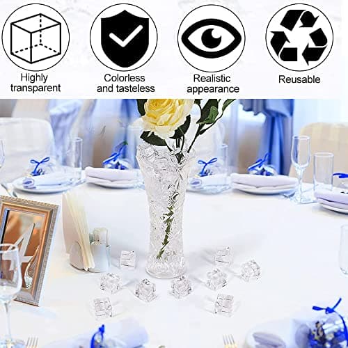 60 Pièces Artificielle Acrylique GlaçOns Transparent Faux GlaçOns Cube Carré Forme Verre Glaçon en Plastique Effacer pour Cristal Clair Photographie Props Cuisine Décor