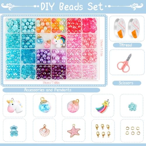 WuikerDuo Perles Pour Enfants,Perles Pour Bracelet Enfant,DIY Bracelets Colliers De Perles Bijoux Faire Des Perles Colorées Pour Les Filles