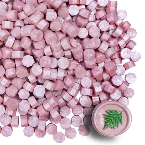 Cire à cacheter,Tomgenrine 520 PCS Perles de cire à cacheter, perles à cacheter pour lettres, cartes de voeux, scellage de vin, artisanat, invitations de mariage et de fête(Pearlescent Pink)