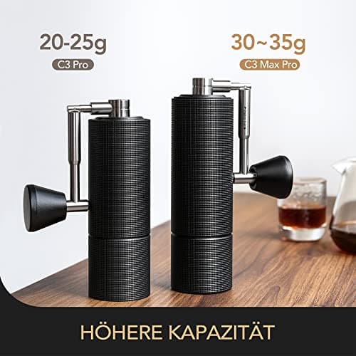 TIMEMORE Chestnut C3 MAX PRO Moulin à Café Manuel avec Poignée Pliable, Bavure conique en Acier Inoxydable, Réglage Interne Ajustable, Moulin à Café Manuel pour Espresso Café à Filtre - Noir