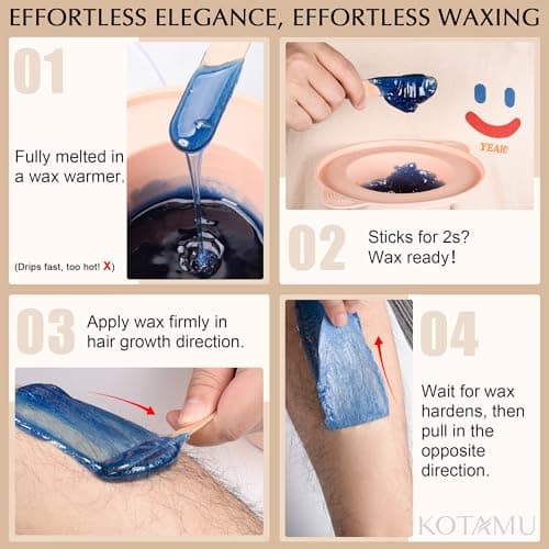 KOTAMU Chauffe Cire Kit de Cire pour Femmes et Hommes, Chauffe Cire Epilation Professionnel pour Poils Épais, Fins et Peau Sensible, Pot à Cire Numérique avec 44 Accessoires pour Maison et Salon