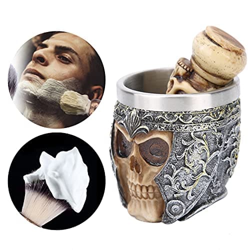Blaireau De Rasage,Blaireau De Rasage, Ensemble De Rasage De Barbe Pour Hommes, Bol De Rasage En Acier Inoxydable, Ensemble De Brosse à Barbe à Tête De Squelette Pour le Salon De Coiffure à la Maison