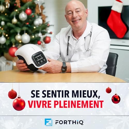 FORTHiQ Masseur de Genou Sans Fil, Soulage la Douleur Articulaire par Chaleur Infrarouge, Thérapie Laser et Vibratoire pour l'Arthrite, Gonflement, Tension, Étirement Ligamentaire, Blessure Musculaire